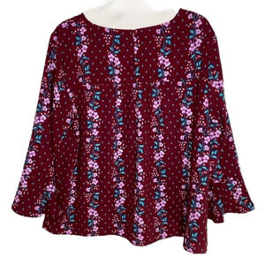 Floral Blouse Flutter Sleeve